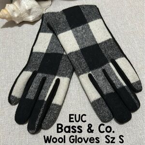 Bass & Co brand Wool Gloves-Classic Buffalo Plaid in Black & White-Sz S-EUC